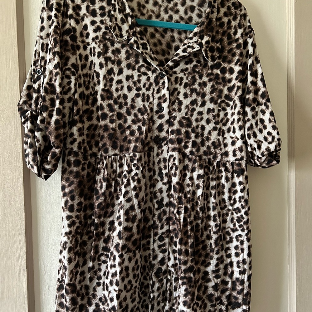 Leopard Print Button-Up Top